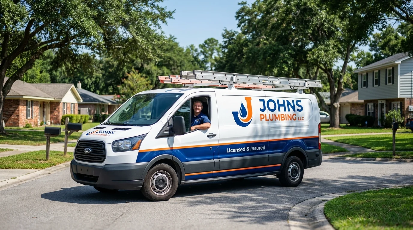 Johns Plumbing LLC service van in Crystal Falls, MI