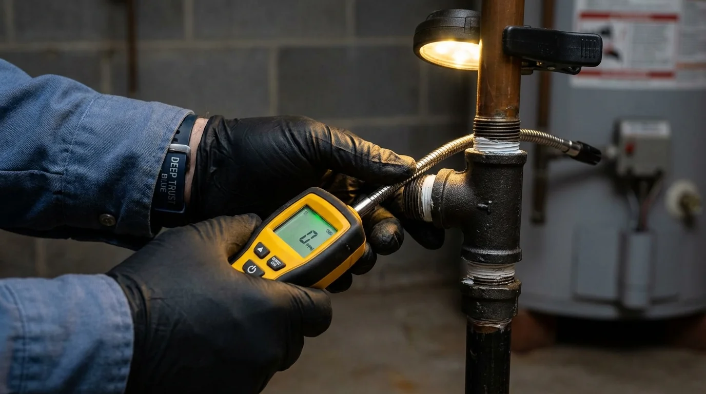 Gas leak detection with electronic sniffer by Johns Plumbing LLC in Crystal Falls