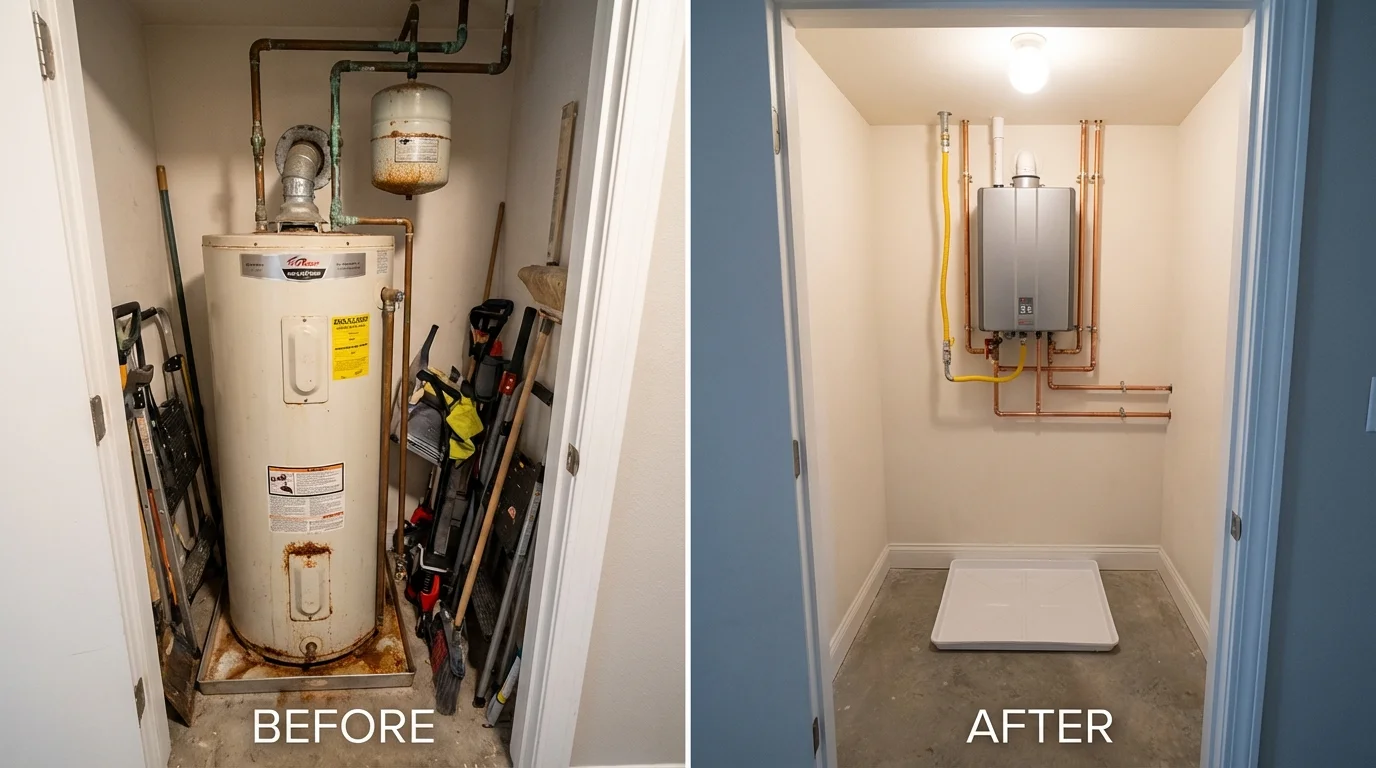Tank water heater versus wall-mounted tankless unit comparison for Crystal Falls, MI homeowners